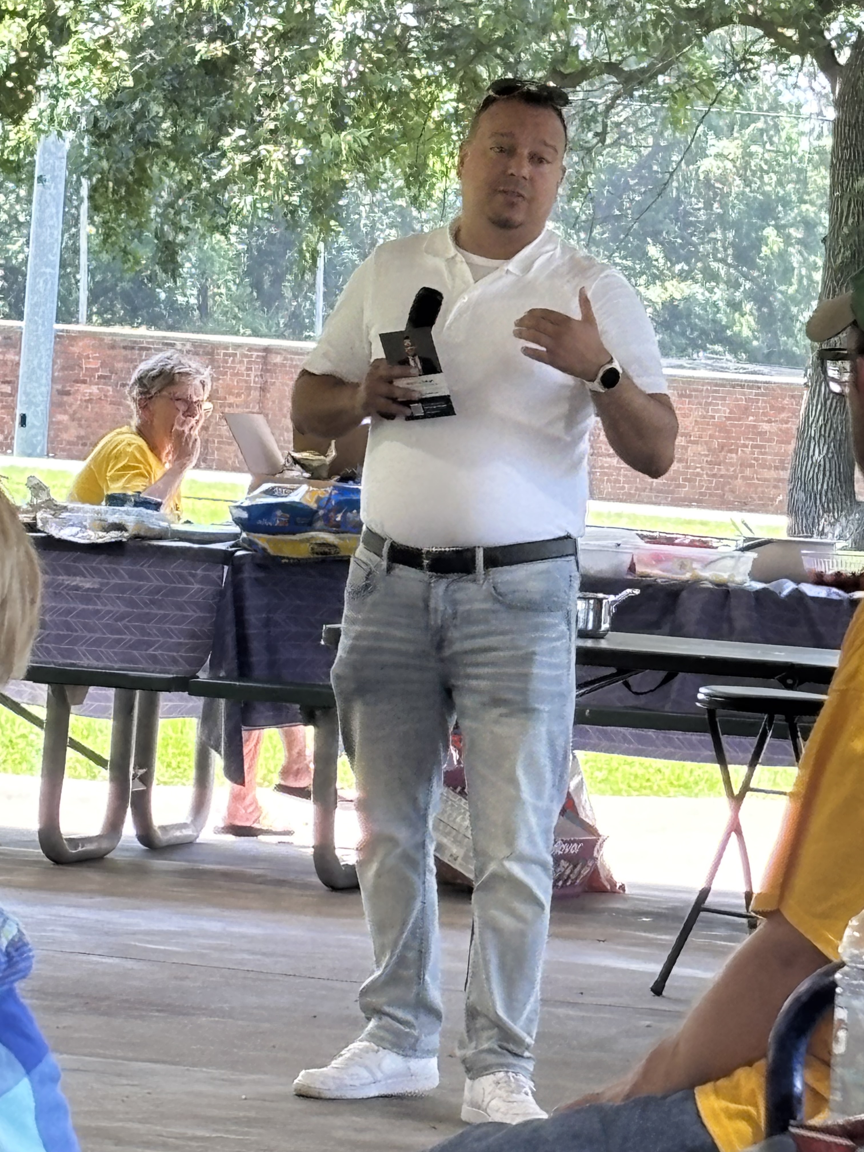 Juan speaking to the crowd